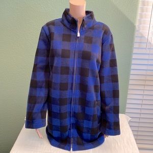 Denim & company blue plaid zip up front jacket